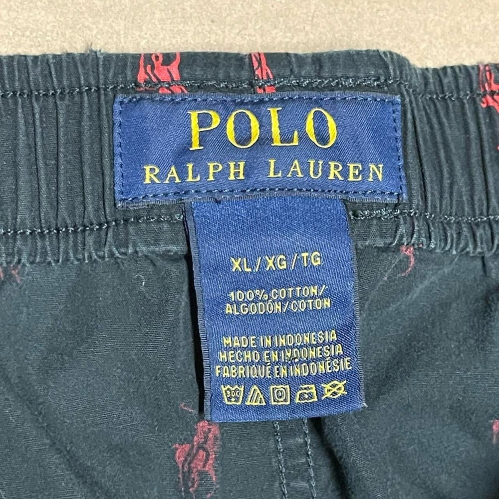 Polo Ralph Lauren Sleepwear Lounge Pants XL Black & Red Pony Logo All Over Print - Picture 5 of 6